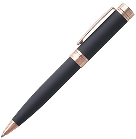 Cerruti Kugelschreiber 1881 Zoom Soft Navy aus Messing in der Farbe Dunkelblau-Roségold, Schriftfarbe Blau, Länge: 13,6cm, NSG9144N