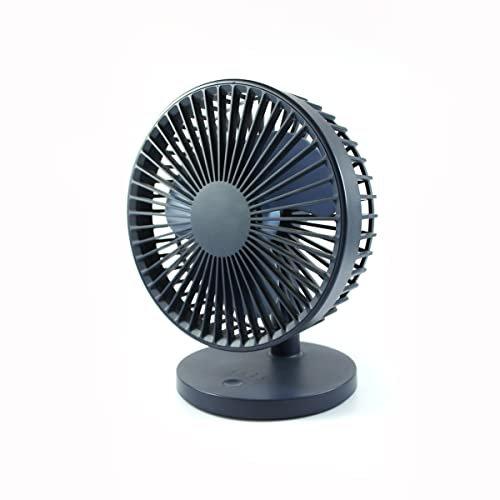 QUSHINI, Tischventilator mit wiederaufladbarem Akku, leiser tragbarer Ventilator, Tischventilator mit 3 Geschwindigkeiten, ideal für Büro, Wohnzimmer oder Schlafzimmer, Blau Farbe