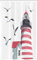 ABAKUHAUS Phare Rideau de Douche Stalle, Seagulls Sea Beach, Ensemble de Salle de Bain en Tissu en Crochets, 120 x 180 cm, Rouge Gris Blanc