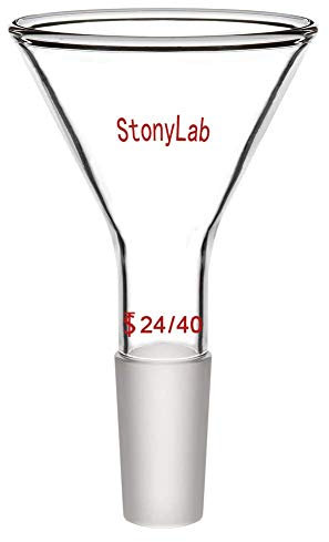 StonyLab Glass Short Stem Powder Funnel, 75mm Top O.D., 24/40 Joint, Borosilicate Glass