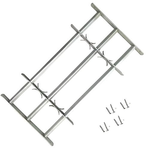 yorten Fenstergitter, Einstellbares Stahlgitter, Fenster Gitter, Sicherheitsgitter, Fenstergitter Einbruchschutz, Verzinkter Stahl, für Fenster mit 3 Querbalken 500-650mm