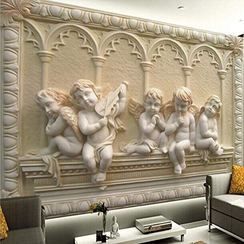 Papier peint 3D personnalisable - Motif ange en relief - Pour salon, canapé