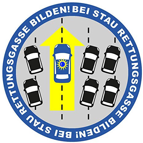 Finest Folia 2er Set Autoaufkleber Bei Stau Rettungsgasse Bilden Sticker Fahrzeuge Auto Kfz Aufkleber Feuerwehr THW Polizei Verhalten bei Unfall Rettungsdienst R099 (Blau)