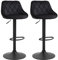 HOMCOM Barhocker 2er-Set Barstuhl mit Lehne, Samt-Optik, Stahlgestell, Höhenverstellbare Küchenstühle mit Fußstütze Drehbar Tresenhocker, Schwarz