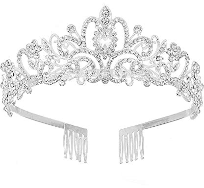 Frauen Kristall Krone Mädchen Strass Tiara mit Kamm Stirnband Prinzessin Königin Haarschmuck für Hochzeit Junggesellinnenabschied Geburtstag Prom Brautdusche Weihnachten Halloween Kostüm