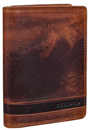 STILORD 'Matthis' Portefeuille Verticale Homme Cuir Porte Monnaie avec Protection RFID Classique Bourse Porte Cartes de Crédit Pochette Cuir Véritable, Couleur:Kara - Cognac