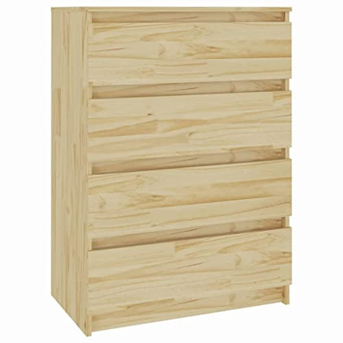 vidaXL Massivholz Kiefer Beistellschrank mit 4 Schubladen Schubladenschrank Sideboard Kommode Anrichte Schrank Mehrzweckschrank 60x36x84cm