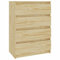 vidaXL Massivholz Kiefer Beistellschrank mit 4 Schubladen Schubladenschrank Sideboard Kommode Anrichte Schrank Mehrzweckschrank 60x36x84cm