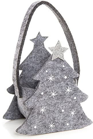 Logbuch-Verlag Kleine Weihnachten Geschenktasche zum Befüllen für Pralinen Plätzchen 14 cm mini silber grau