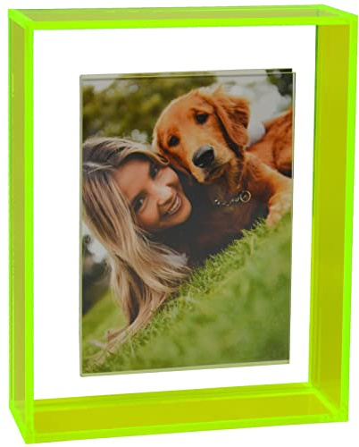 Mutellstory Acryl-Bilderrahmen, 12,7 x 17,8 cm, Neonfarbe, schwebender Fotorahmen für Wandhalterung und Tischplatte, dekorativ, in Galerie, Heimbüro, Neongrün