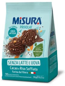 Misura Privolat Cacao e Riso Soffiato Kekse mit Puffreis und Kakao ohne Milch und Eier 290g biscuits