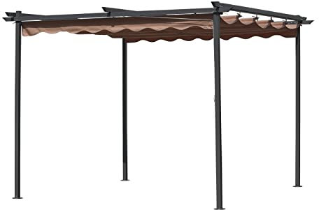 1PEZZO PERGOLA IN ACCIAIO CON TELO RETRATTILE CM 300x300x220h