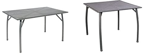Greemotion Tisch Toulouse eisengrau, 140 cm l x 90 cm b x 72 cm h & Gartentisch Toulouse eckig, quadratischer Tisch aus kunststoffummanteltem Stahl, eisengrau, ca. 90 x 90 x 74 cm