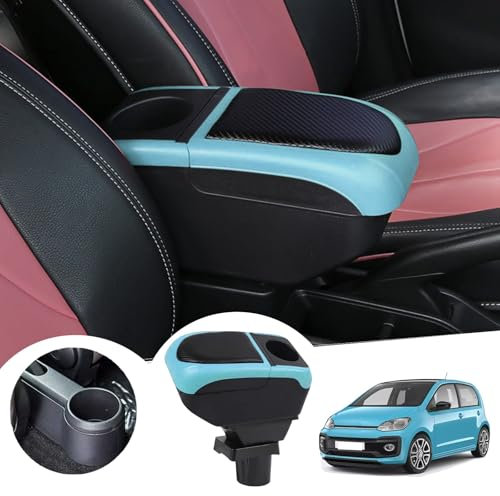 GAFAT V-W UP/Seat MII/Sko-d-a Citigo 2013-2022 2023 Armlehnen, Mittelkonsole Armlehnenbox Mittelarmlehne Aufbewahrungsbox, mit Ablagefach und Becherhalter (Blau)