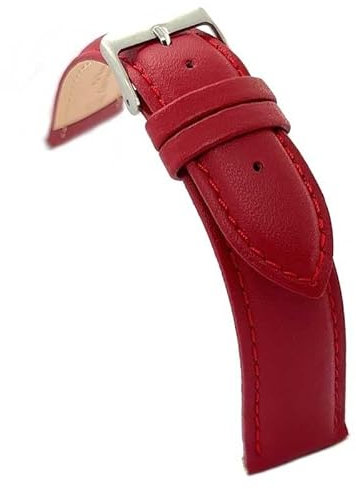 diloy Lederarmband für klassische Uhr – Glattes Rindsleder mit Nähten, gepolstert, Edelstahlschließe – Größen 8mm, 10mm, 12mm, 14mm, 16mm, 18mm, 19mm, 20mm, 22mm, 24mm 302 Bordeaux 14mm