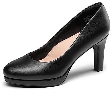 DREAM PAIRS Women's Close Toe Low Heels Platform Pump Comfortable Office Work Dress Shoes for Women,Size 6,Black-PU,SDPU2365W