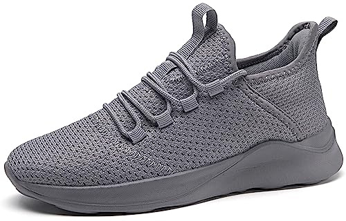 AZSDXS Laufschuhe Herren Atmungsaktive Sportschuhe Sneaker Turnschuhe Running Schuhe Straßenlaufschuhe Tennisschuhe Leichte Joggingschuhe Freizeit Trainingsschuhe fitnessstudio Hellgrau 39
