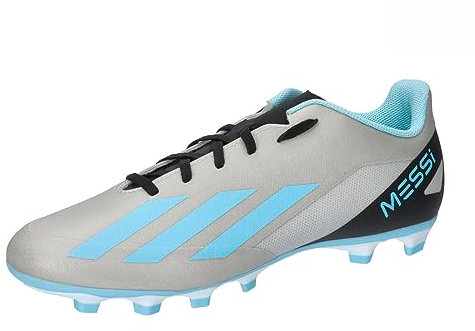 Adidas Unisex X Crazyfast Messi.4 Fxg Football Shoes (Firm Ground), Silver Met./Bliss Blue/Core Black, 45 1/3 EU