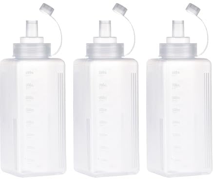 3 Pcs Bouteille à Condiments, Transparent Bouteille de Sauce, Large Bouche Presser Les Bouteilles, Flacon Souple en Plastique pour la Peinture, la Cuisson, Le Ketchup, l'huile d'olive (# 800ML)