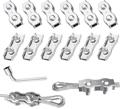 Abrazadera de Cable Abrazadera Dúplex M4 12pcs Abrazadera de Cuerda Para Cable De Kit de Suspensión de Cuerda Tendedero (M4)