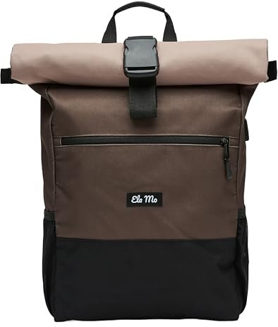 Ela Mo’s Rucksack Damen | Schön und Durchdacht | für Uni Reisen Freizeit Job | mit Laptopfach & Anti Diebstahl Tasche | Sand & Olive