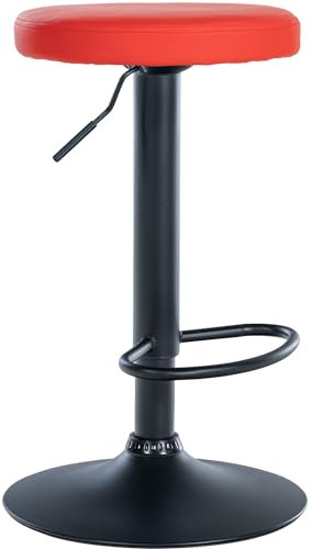 CLP Barhocker Ponte Kunstleder I Höhenverstellbarer Stuhl, Farbe:rot, Gestell Farbe:schwarz