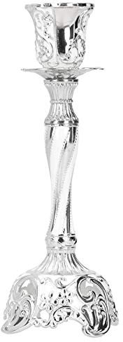 Candelabros Cónicos de Metal, Candelabros para Chimenea, Candelabros, Candelabros, Candelabros para Chimenea, Candelabros para Bodas, Fiestas, Decoración de Habitaciones,(Blanco Plateado)