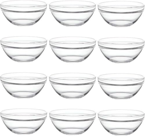 DABH4ND Kleine Glasschalen zum Kochen, klare Glasschüsseln, perfekt zum Vormessen von Gewürzen zum Kochen und Backen, Beilagensaucenvorbereitung, Set mit 12 Stück (450 ml)