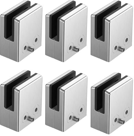 Cokritsm Stainless Steel Glass Clamps 8-10mm, Glass Clips Adjustable Glass Clamp Bracket for Balustrade Staircase Handrail, Glass Clamps Clip Holder for Stair Window 6pcs