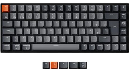 Keychron K2 75% diseño Teclado Mecánico Inalámbrico Bluetooth, Compacto Retroiluminación LED Blanca Teclado con Cable USB-C Recargable, Interruptores Rojos Gateron G Pro para Mac/Windows(ES Layout)