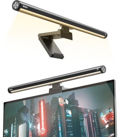 BlitzMax Monitor Lampe, Runden Computer Monitor Light Bar, Augenschonende Screenbar mit Anti-Blau-Licht, Berührungssteuerung, Stufenloses Dimmen, Einstellbarer Farbtemperatur für Home Office