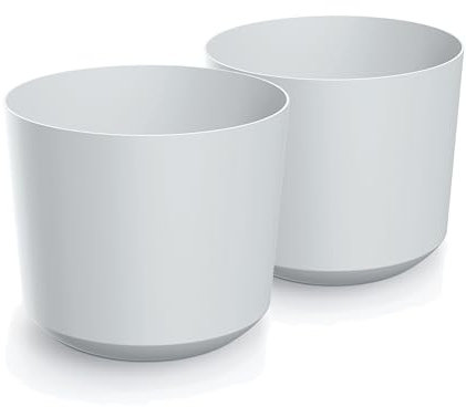 Tymar Pot de Fleurs, jardinière, Lot de 2, jardinière en Plastique, Mat, Forme Ronde (ø 18 cm, (2pack) Blanc)