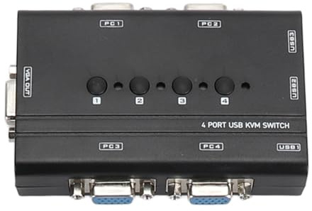 Annadue 4 Port USB VGA KVM Switch, Auflösung 1920 X 1440, Hohe Kompatibilität, Kompakt und Exquisit, Inklusive 4 1,2 M KVM Kabeln, für 10 8 7 XP, Sun, OS X