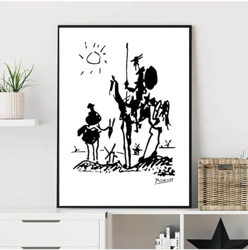 FOKTMS Kunstdruck auf Leinwand, Motiv: Everyhing You Can Image Is Real, Pablo Picasso, Don Quijote, Poster, Gemälde, Wandbild, Heimdekoration, 50 x 70 cm, ohne Rahmen