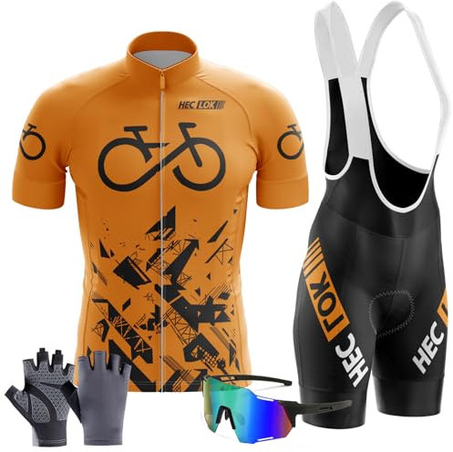 Completo Ciclismo Uomo Estivo Abbigliamento Mountain Bike Tuta mtb Maglia Ciclismo Manica Corta e Pantaloncini Bici Imbottiti Salopette Ciclismo Gel Camicia da ciclismo (TYP-11,XL)