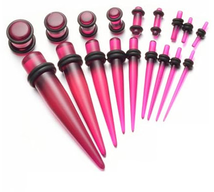 vogem 18 Stück Ohr Dehnstäbe Set 1-10mm/14G-00G Ohr Gauges Expander Set Acryl Tapers und Plugs Body Piercing Schmuck Set für Frauen und Männer (Rot)