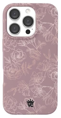 VELVET CAVIAR for iPhone 16 Pro Case Flowers Floral - Compatible with MagSafe [10ft Drop Tested] - Purple, Rose Gold