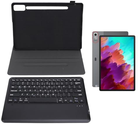 Plyisty Tastaturhülle für Tab P12 12,7 Zoll 2023 Tablet TB 370FU, Abnehmbare Bluetooth-Tastatur und Ständerabdeckung, mit Mehrfachwinkeleinstellung (Black)