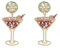 Martini Earrings for Women Martini Wine Glass Dangle Earrings Sparkly Martini Glass Crystal Earrings Wine Bottle Earrings Rhinestone Beads Martini Glass Earrings New Year Jewelry Christmas Gifts,