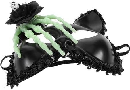 BESTYASH Cosplay Katzenmaske Halbgesicht Halloween Dekoration Skull Für Maskenbälle Und Kostümpartys Einzigartiges Kostümzubehör Für