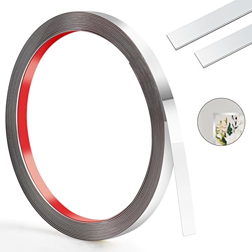 1 cm – 600 cm väggklistermärkesstämpel, väggklisterremsa, rostfritt stål, flexibla dekorativa lister guld metallic för spegel takram garderob (silver)