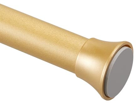 1PC Stainless Steel Shower Curtain Rod Tension Pole, Extendable Shower Curtain Poles No Drilling Tension Rods for Clothes Non-Slip Gold Shower Rail for Cupboard Window Bathroom (75cm-134.5cm)