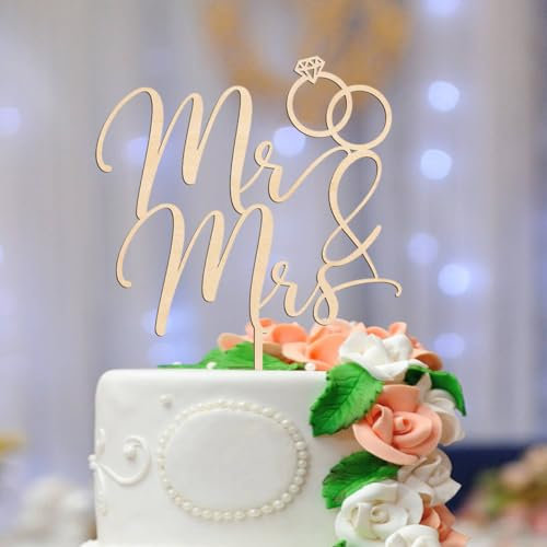 Tortendeko Hochzeit, Herr und Frau Torten Deko Hochzeiten Holz Braut und Bräutigam Kuchen Toppers Hochzeit Kuchen Dekorationen Jubiläum Kuchen Topper