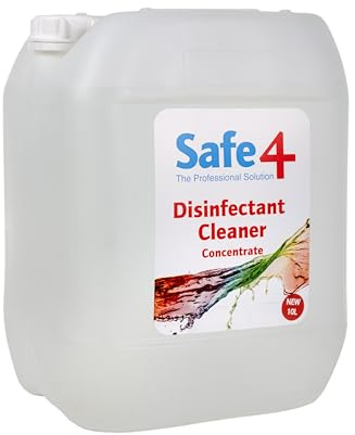 Safe4 Professional Disinfectant Concentrate - Enhanced Formulation,UK Manufactured,for Effective Virus & Bacteria Protection in Professional & Animal Care Settings (10L, Odourless/Unscented)