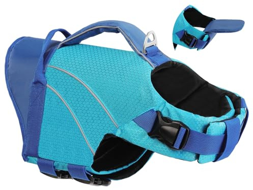 Hunde Schwimmweste mit abnehmbarem Frontauftrieb & Reflektoren, Hundeschwimmweste Klein Rettungsweste für Hunde zum Bootfahren,Kanufahren,Schwimmen,Surfen | KONVINIT Dog Life Jacket