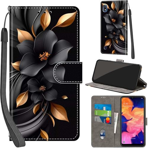 PHINIENLAND Handyhülle für Samsung Galaxy A10 / M10 Hüllen Premium Leder Case Klappbar Wallet Magnet Kartenfach Standfunktion Schutzhülle kompatibel mit Samsung A10 Cover,Blumen