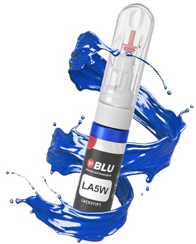 BLU Lackstift Auto kompatibel für VW LA5W BLAU RAVENNABLAU | Auto Lack Reparatur 2in1 Ausbesserungslack Pinsel + Nadel