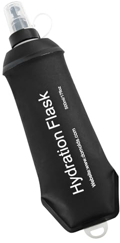 WILDREEDS 500ml Soft Flask, TPU Collapsible Soft Water Bottle for Hydration Pack, Running Vest, Folding Water Bottle for Hiking Cycling Climbing-1Pcs, Black