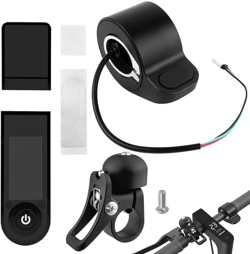GZLCEU 1 STK Daumengas, Schwarz Elektro Scooter Daumengas mit 1 STK Instrumententafel 1 STK Klingel für Xiaomi M365 Daumenbeschleuniger Thumb Throttle(Kunststoff/Aluminium)