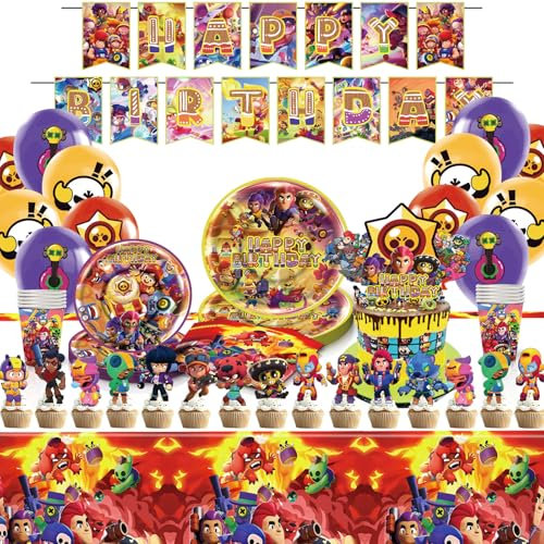 95 Pièces Décoration Anniversaire, Set de Fête pour Enfants, Incluant Ballons, Nappe, Vaisselle, Décorations D'anniversaire pour Garçons et Filles